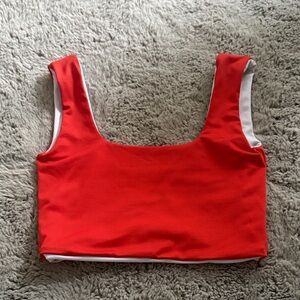 Red and White Crop Top